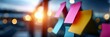 © keks20034 - Colorful notes on glass board with coworkers in modern office at sunset