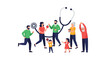 © Valing - Multigenerational Family Health and Wellness. Diverse people representing healthy lifestyle, medical care, and preventive medicine with a large stethoscope symbol.