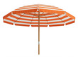 © ArtBoy Studio - A large orange umbrella with white stripes on a white background