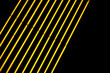 © Design - Minimalist Urban Night Photography: Diagonal Yellow Neon Light Strips and Spotlight on Textured Wall, Abstract Geometric Composition with High Contrast and Warm Golden Illumination