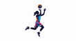 © kamu - Dynamic silhouette of a female basketball player in midair colorful vibrant design.