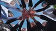 © Довидович Михаил - Students uniting in a circle to symbolize unity and teamwork on a sunny school day