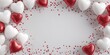 © Anastasiya - Romantic red and white heart balloons framing elegant copy space, perfect for Valentine greetings, love promotions and celebration banners