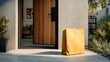 © StockBlend - paper grocery bags on modern home doorstep in sunlight
