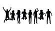 © SILHUETTECHEMBER - A group of people jumping in the air with their arms raised