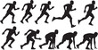 © Darkva - Silhouette of a runner in various motion poses sequence