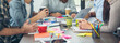 © aFotostock - Banner Diversity multiethnic team business person meeting group of business people Present conference room brainstorm. Multicultural Teamwork collaborate team people meeting together trust partner