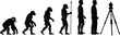 © Khaleda Creative - Human evolution silhouette ending with surveyor using tripod instrument, modern profession concept, evolution of technology, surveying illustration design