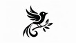 © Miss - A black silhouette of a bird takes flight from a branch.