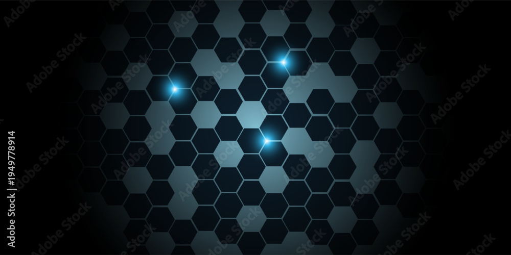 Hexagonal technology dark blue abstract vector background. Blue bright ...