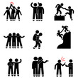 © Abdul - Black vector silhouette set of family and business people icons featuring stick figure pictograms of men, women, children, and students for professional work signs and computer illustrations