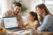 © JP.Studio - AI generated family reviewing weekly plans together on shared laptop screen at home parents and child organizing schedule planning teamwork modern family life