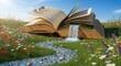© Alena - Book's World and Water Flow: A surreal, breathtaking scene unfolds as the pages of an open book transform into a flowing waterfall.