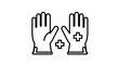 © Yudi - Medical gloves with cross symbol for healthcare protection.