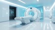 © TechNova Graphics - Modern medical mri machine in a futuristic hospital room with blue lighting