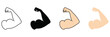 © Sabbir - bicep muscle icon set. strong muscle arm icon set for fitness branding and gym workout progress tracking