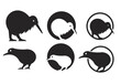 © Alpha Vector - Kiwi Bird Silhouette Vector Icons and Logos Set in Black and White