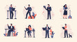 © Neli - Diverse professionals in modern attire engage in work activities using technology