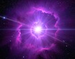 © fara - Bright purple cosmic explosion with radiant light bursts and distant stars in a deep space background.