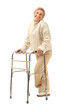 © Pixel-Shot - Happy mature woman with walker on white background