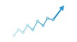 © Sam - Progress chart featuring an ascending blue line with circular markers culminating in an upward-pointing arrow symbolizes successful advancement and positive statistical gains.