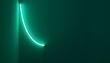 © Samina - A green neon light curves downward in a dark room with a subtle glow