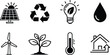 © AYESHA - A set of vector line art silhouettes illustrating eco-friendly concepts and sustainable living icons in a bundle