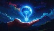 © anak - A glowing lightbulb hovers above a person's outstretched hand
