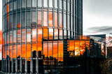 sunset over city buildings