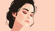 © anis rohayati - Elegant female portrait in soft color tones with closed eyes and serene expression