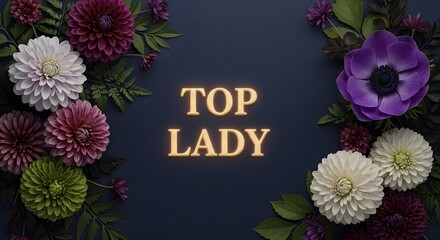  A floral border with the words top lady