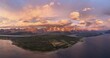 © Robert Haasmann/imageBROKER - Panorama of the Lyngen Alps, aerial view in evening mood, Ullsfjord, Lyngen, Troms og Finnmark, Norway