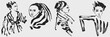 © Anada77 - Abstract female body silhouettes and anatomy shapes in doodle sketch charcoal style. Body positive line art for wellness branding and aesthetic wall decor.
