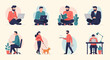 © Billy - Diverse people engaged in work and leisure activities using technology