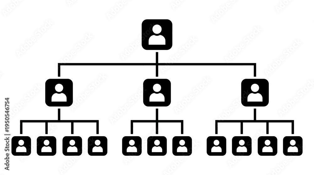 Organizational chart illustrating hierarchical structure with clear ...