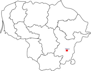  Outline capital mark of Lithuania vector illustration 