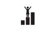 © Png Art - Business Success Woman Standing On Bar Chart With Raised Arms Growth Achievement Icon