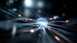 © Laura - Abstract neural processing node floating in open space with bright energy connection lines radiating outward, AI and neuroscience concept, defocused background, with copy space