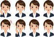 © Edgardo - Woman Face Expressions Set Flat Design Icons Business Professional Outfit
