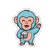 © Gunawan - Adorable kawaii blue monkey cute sticker design, a charming vector illustration and scalable SVG graphic perfect for children's crafts, cheerful decor, and playful digital assets