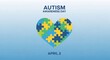 © Cekreks - Autism Awareness Day Global Support Illustration with Puzzle Heart Symbol