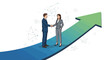 © ZahidHub - Vector illustration of business people shaking hands on growing graph arrow