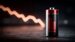 © pattozher - Battery Power Decline: A single battery stands tall against the backdrop of an abstract downward trend. it embodies the concept of energy depletion and diminishing power.