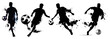 © Luka - Soccer player silhouettes with paint splatter effects, football athletes in action with ball vector set