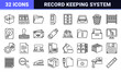 © PixeloAI - Professional Archive and Document Management Monoline Symbols for Administrative Organization and Record Keeping Solutions in Technical Line Art Style