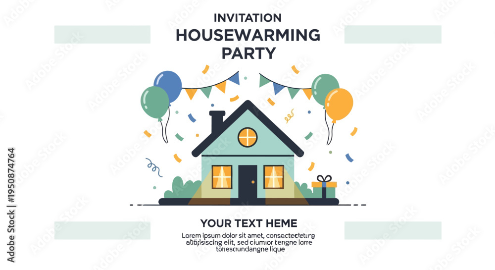 Housewarming Party Invitation Card with House Illustration. Stock ...