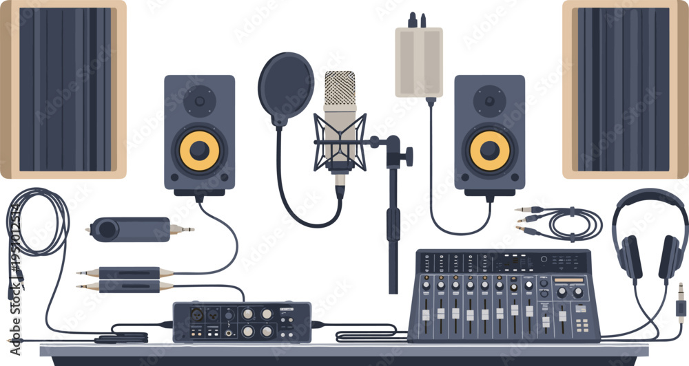 Professional Audio Recording Studio Setup with Microphone, Mixer ...