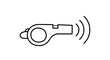 © Anggita - Simple Line Art Icon of a Whistle Emitting Sound Waves.