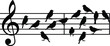 © Mokarrm Art - Black silhouette birds on musical notes staff treble clef black silhouettes