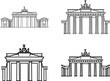 © Rowshan - Illustrations of brandenburg gate in berlin, sketch style, various views and details